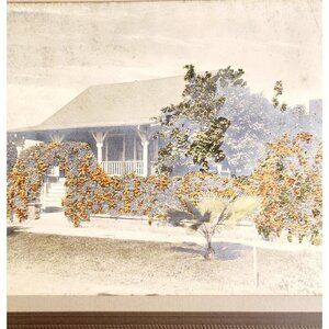 1920s Hand Colored Tinted Photograph Georgia House Unsigned Framed DWWW14